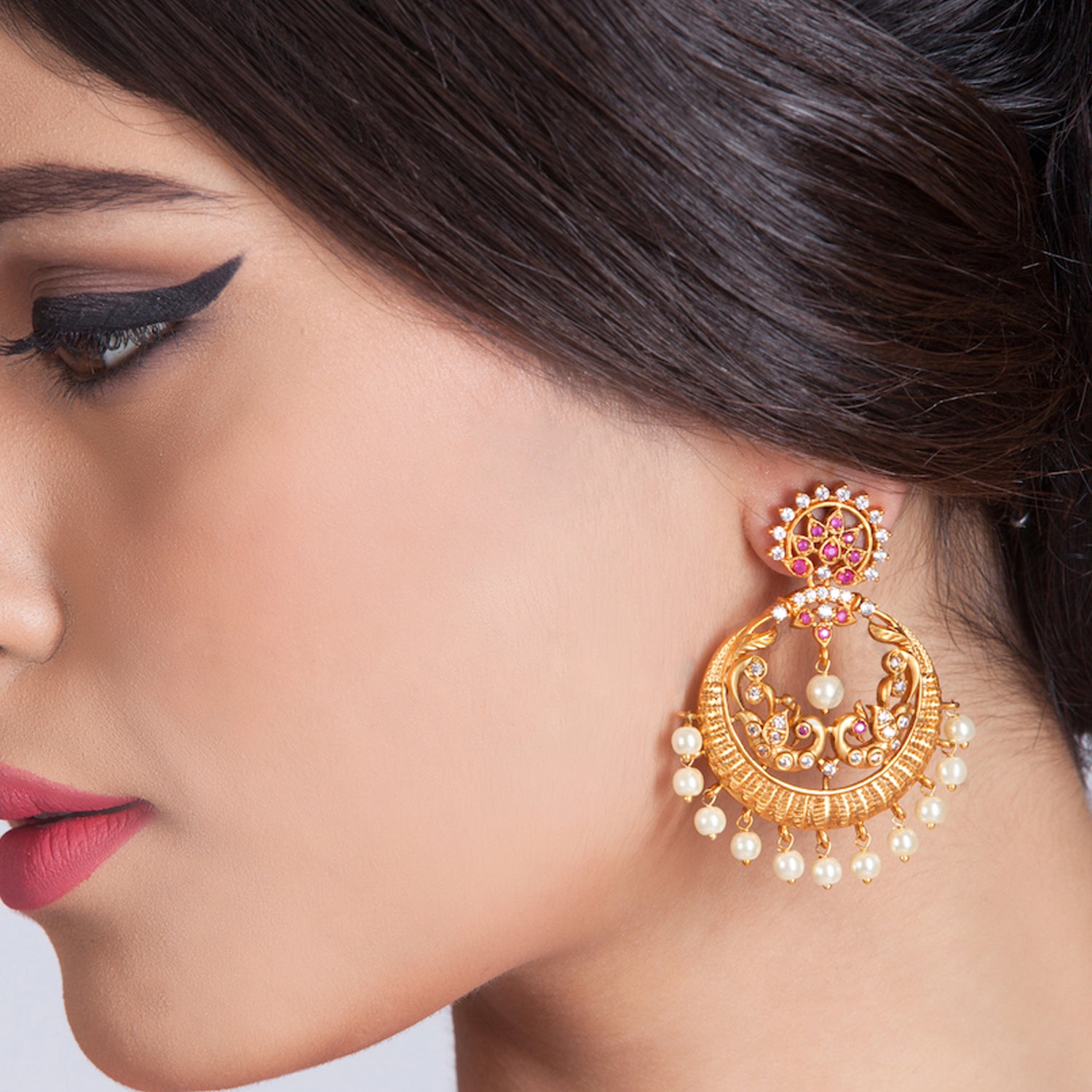 The Arshia Silver Earrings-Buy antique kundan earrings online — KO Jewellery